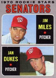 1970 Topps Baseball Cards      154     Rookie Stars-Jim Miles-Jan Dukes RC